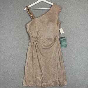 Vintage Jackie Jon Women's 14 Metallic Gold Embellished Evening Wear Mini Dress